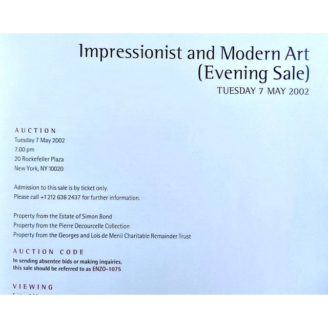 Christie's New York Impressionist and Modern Art Evening Sale 5/7/02 Sale 1075 For Sale - Image 17 of 17