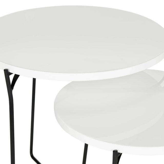 Retro Mid Lacquer Stacking End Table in White & Black For Sale In Philadelphia - Image 6 of 9