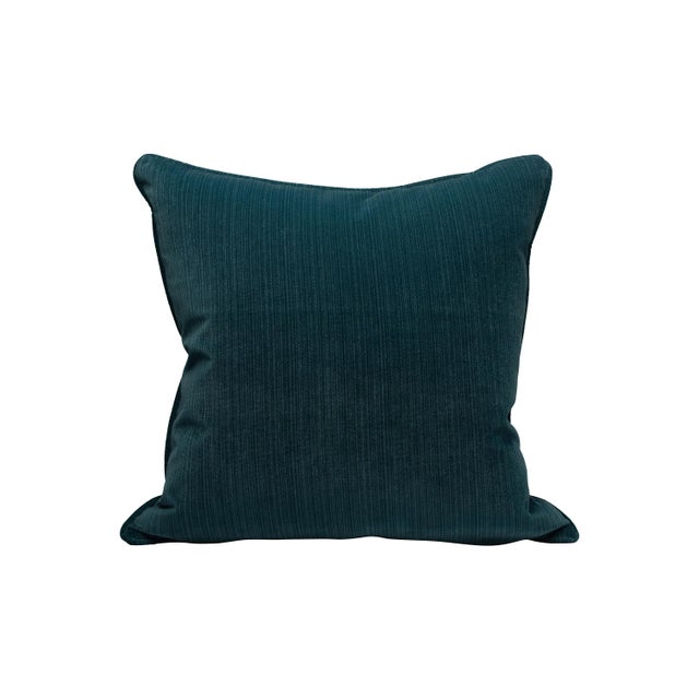 Contemporary The House of Scalamandré Strie Velvet Pillow, Teal For Sale - Image 3 of 3