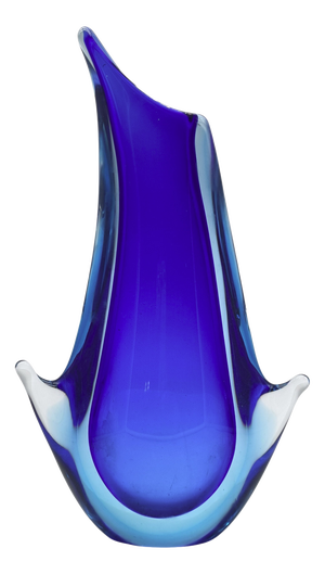 Cobalt Blue Submerged Murano Glass Vase by Flavio Poli for Seguso, Italy, 1960s