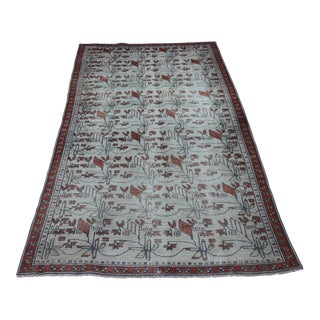 1970s Boho Style Hand Knotted Beige Oushak Rug For Sale