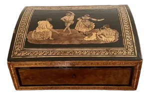 Victorian Walnut Marquetry Inlaid Box, 1850s
