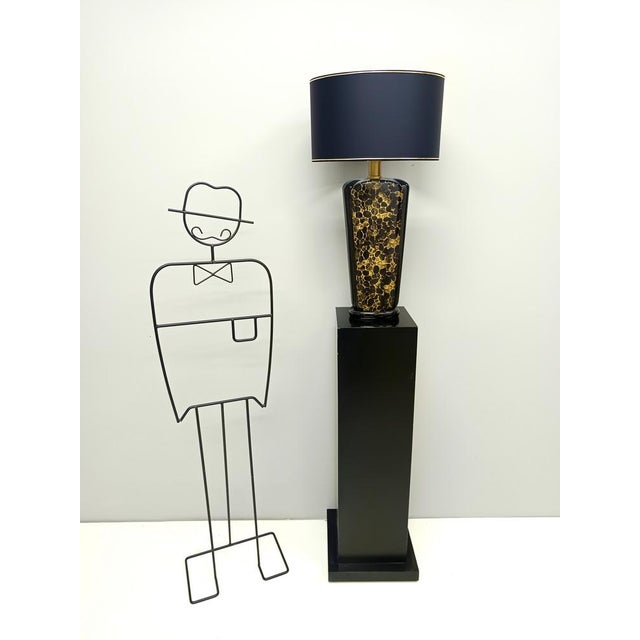 Vintage Italian Black and Gold Glazed Ceramic Table Lamps, 1980s, Set of 2 For Sale - Image 4 of 15