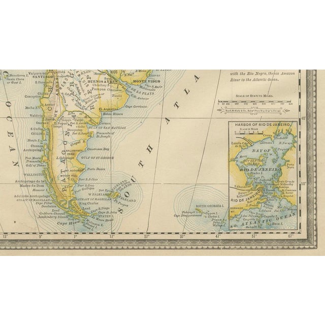 Antique South America Map by Rand McNally, 1888 For Sale - Image 5 of 9