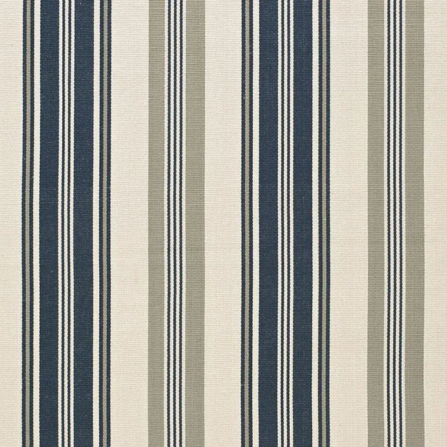 Contemporary Sample - Schumacher Fjord Stripe Fabric in Indigo For Sale - Image 3 of 3