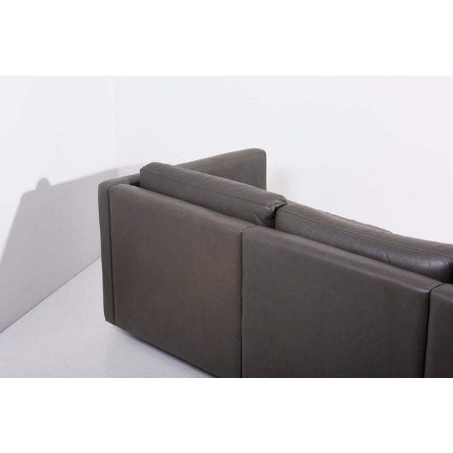 Gray Sofa Set in Grey Leather by Charles Pfister for Knoll, USA, 1970s, Set of 3 For Sale - Image 8 of 18