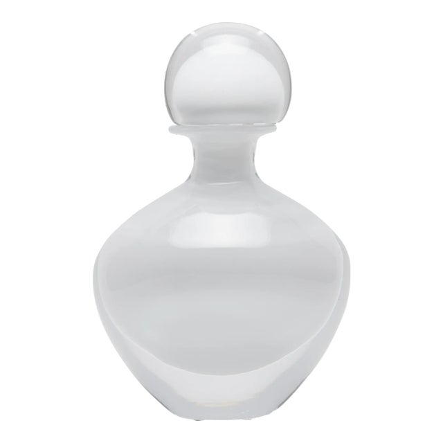 Hand Blown Murano Bottle in Crystal White Large For Sale