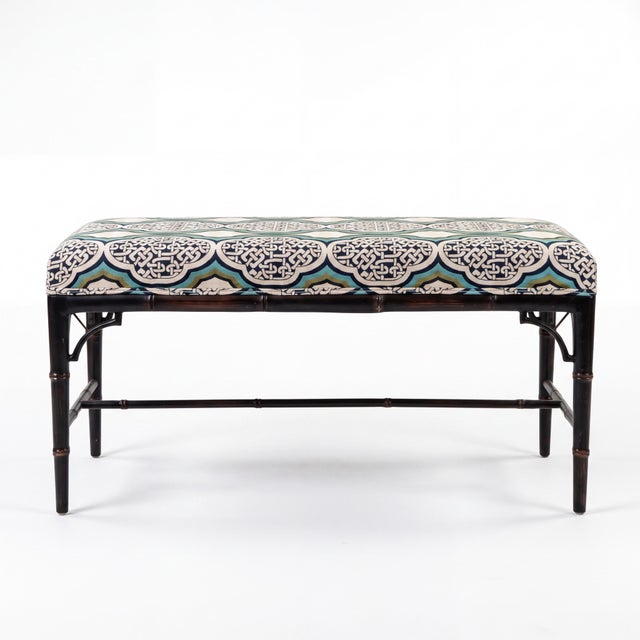 Mid-Century Chinese Chippendale Style Carved Faux Bamboo Bench Ottoman For Sale In Atlanta - Image 6 of 6