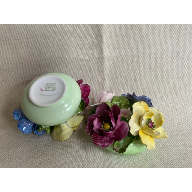 1950s Enchanting 1950s Denton Porcelain Floral Candleholders - Perfect for Warm Weather Entertaining For Sale - Image 5 of 9