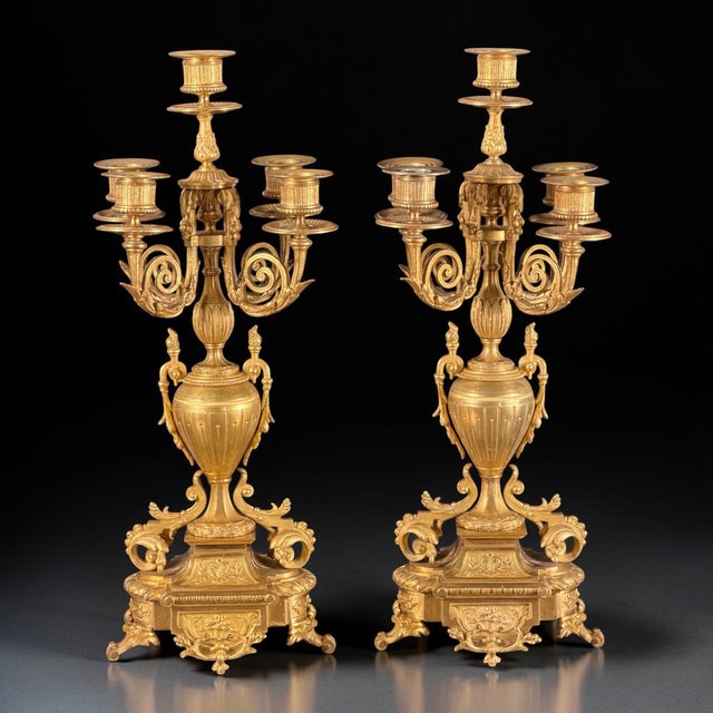 French Napoleon III Gilt Bronze Clock Garniture with Japy Frères Movement, France, Set of 3 For Sale - Image 4 of 18