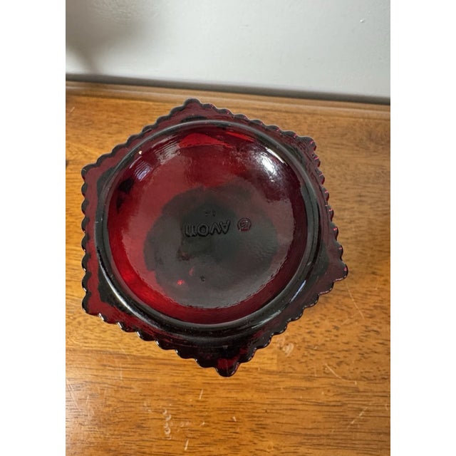 Vintage Ruby Red Pressed Glass Goblets Diamond Pattern Pedestal Stemwar - Set of 3 For Sale - Image 12 of 18