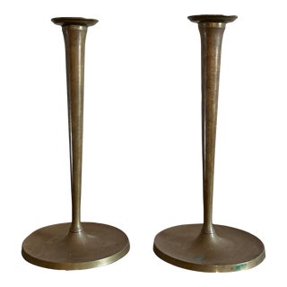 Gusums Bruk Swedish Designer Brass Candleholders- Set of 2 For Sale