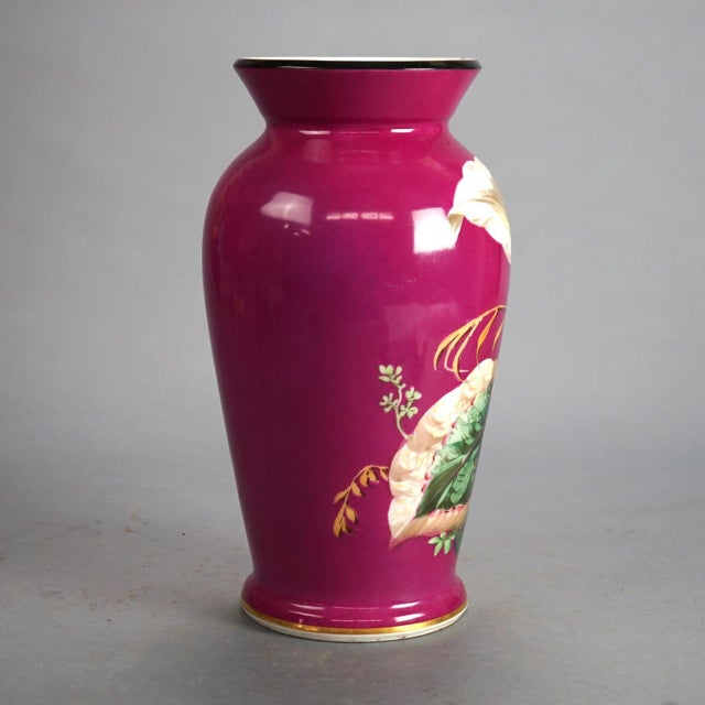 Antique Old Paris Floral Decorated & Gilt Porcelain Vase, Circa 1890 For Sale - Image 6 of 7