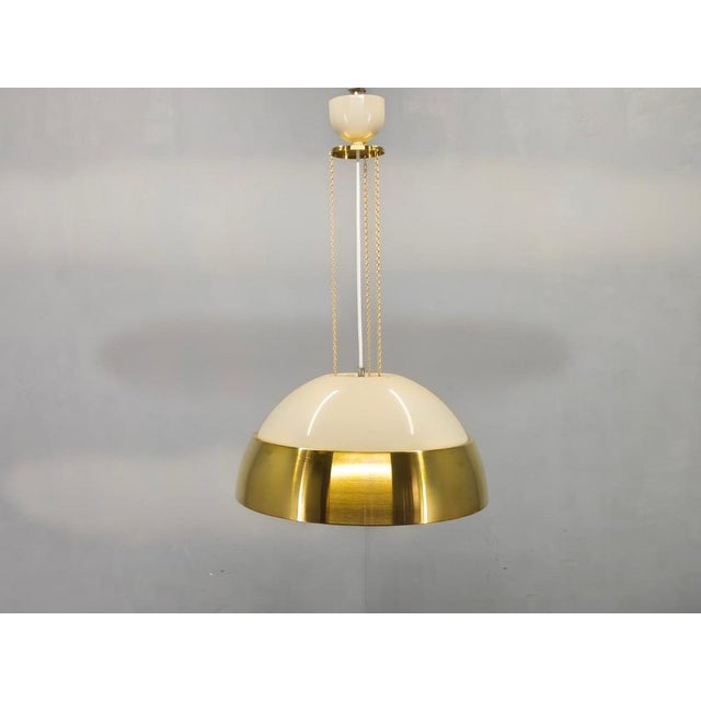 Brass and Lacquered Metal Pendant, Former Czechoslovakia, 1970s For Sale - Image 3 of 9