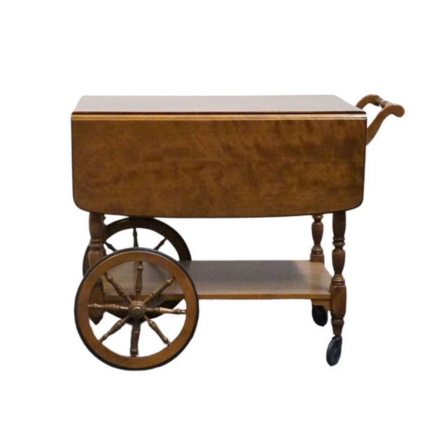 ETHAN ALLEN Heirloom Nutmeg Maple Colonial Early American 41" Accent Drop Leaf Server / Tea Cart 10-6085 29.25” High...