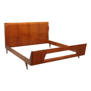 Vintage Mahogany Bed, Italy, 1960s For Sale