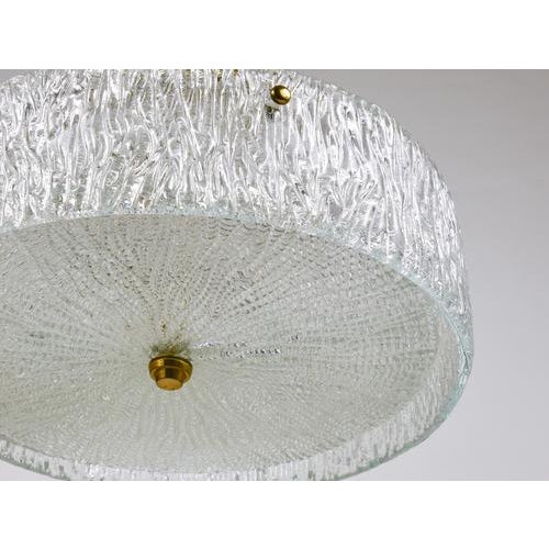 Round Textured Glass Ring and Brass Pendant Lamp by J. T. Kalmar for Kalmar, 1950s For Sale - Image 9 of 15