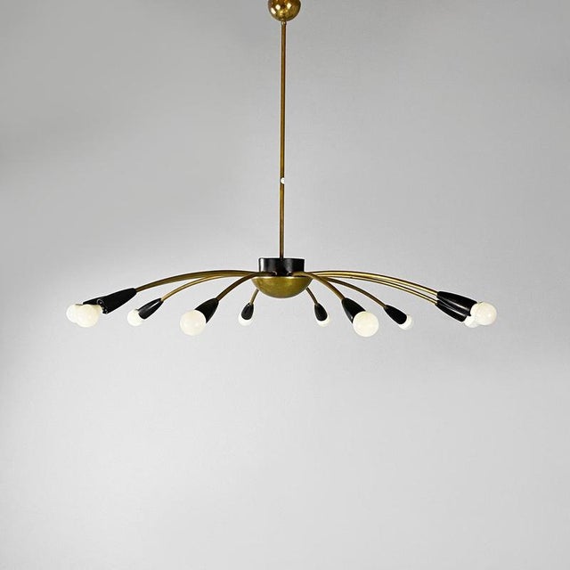 Mid-Century Italian Modern Ten Lights Brass Sputnik Chandelier, 1950s For Sale - Image 13 of 17