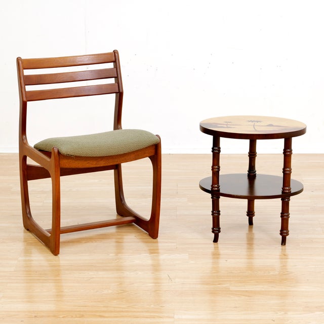 Mid-Century Modern 1950s Brazilian Tiki Side Table Inlaid Marquetry Beach Scene For Sale - Image 3 of 9