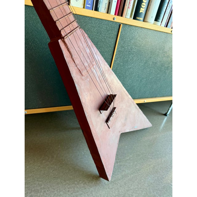 1970s 1970s Custom Oversized Metal Flying v Guitar Abstract Steel Sculpture Art For Sale - Image 5 of 18