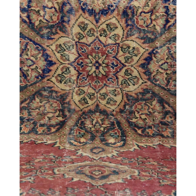 1970s 1970s Vintage Turkish Oushak Handmade Wool Cotton Red Area Rug For Sale - Image 5 of 11