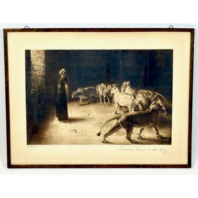 After Briton Riviere, Daniel's Answer to the King, Lithograph, 1900s For Sale - Image 6 of 6
