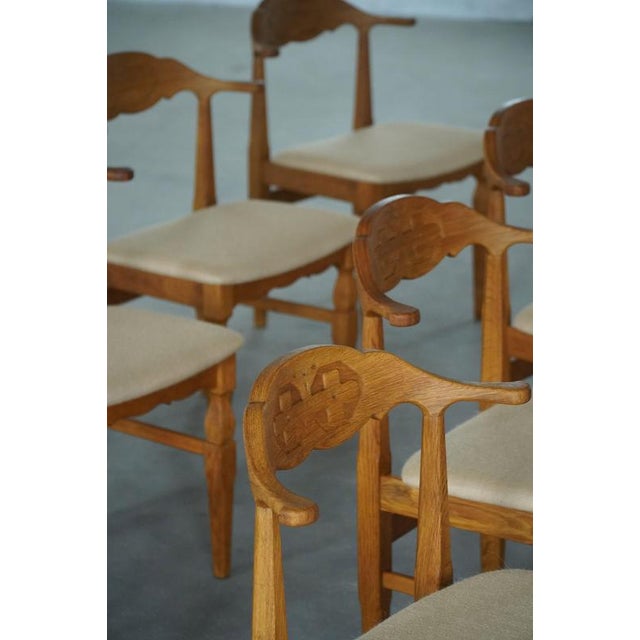 Wood Mid-Century Modern Danish Chairs in Oak and Hessian by Henning Kjærnulf, 1950s, Set of 8 For Sale - Image 7 of 18