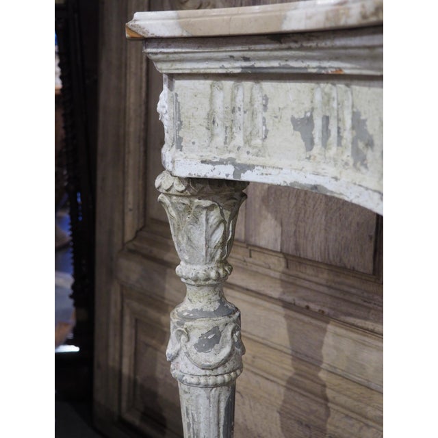 Antique French Painted Louis XVI Style Console Table With Marble Top For Sale - Image 10 of 18