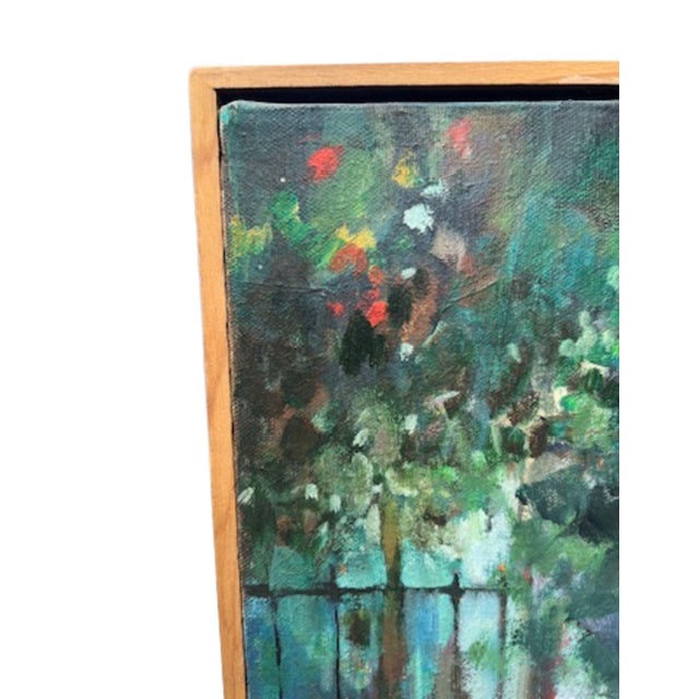 Vintage Framed Impressionist Painting of Garden Pond With Rowboat, Signed "Spehar," For Sale - Image 13 of 14