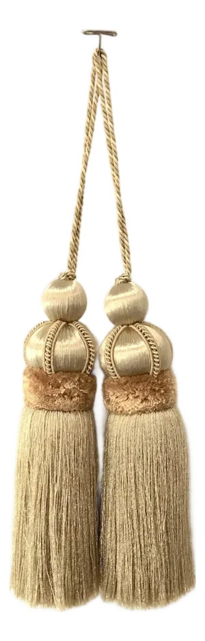 Gold Key Tassels With Cut Velvet Ruche- A Pair