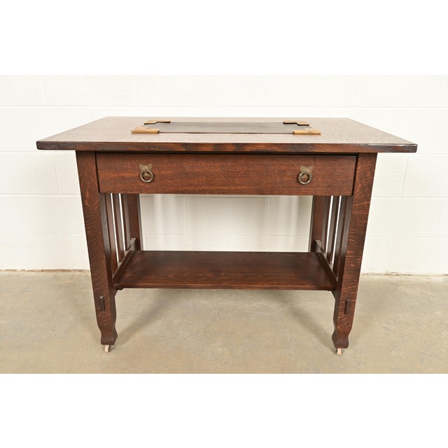 Tiffany Studios New York Zodiac Bronze Doré Blotter Corners With Leather Desk Blotter For Sale - Image 10 of 11