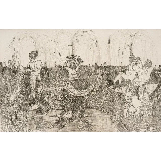Original Engraving "Tivoli" 19/50 by Urban 1969 from a South Beach estate
