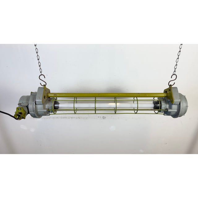 Soviet Industrial Grey Hanging Tube Light, 1970s For Sale - Image 12 of 18