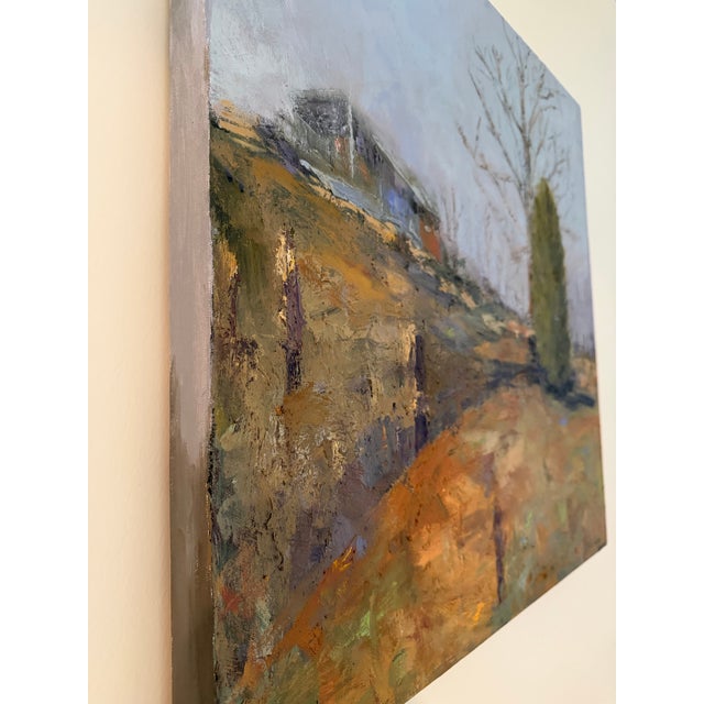 Farm in the winter on a warm December day. One-of-a-kind original oil painting on a 24 x 48-inch gallery-wrapped...