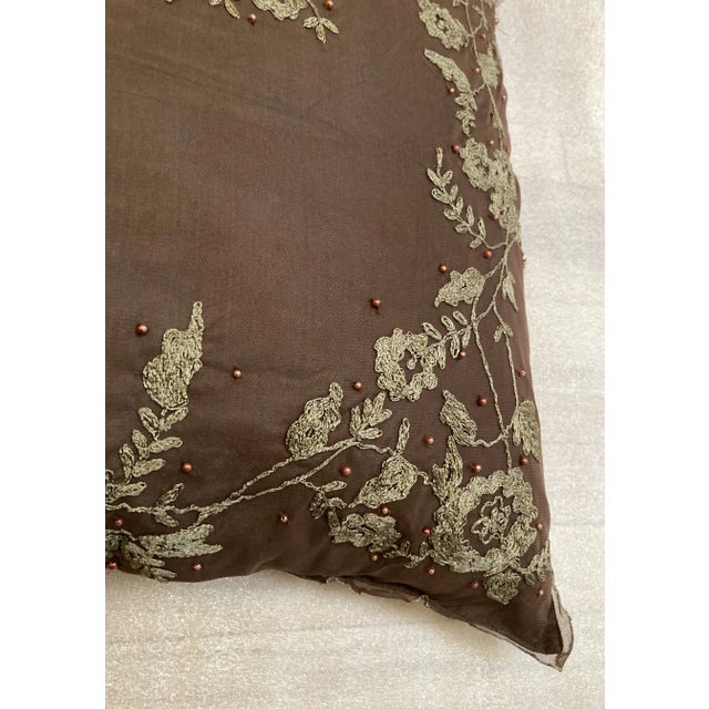 Textile Spanish Floral Embellished Tulle Veil Decorative Pillow Sham Cover 2 Pc Set For Sale - Image 7 of 11