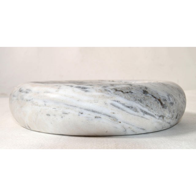 Mid-Century Modern 20th Century Mid-Century Modern Handmade Carrara Marble Bowl Plate Centerpiece For Sale - Image 3 of 12