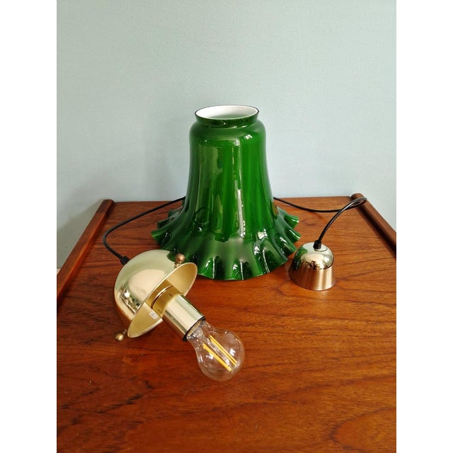 Pendant Light in Scalloped Green Opaline Glass from Peill & Putzler, 1970s For Sale - Image 15 of 17