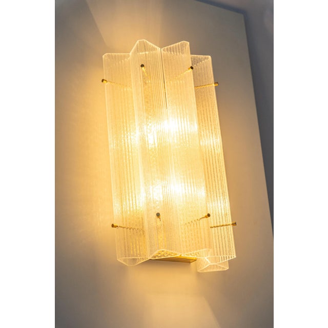 Huge Triangular Frosted Glass Wall Sconces from Limburg, Germany, 1960s, Set of 2 For Sale - Image 10 of 14