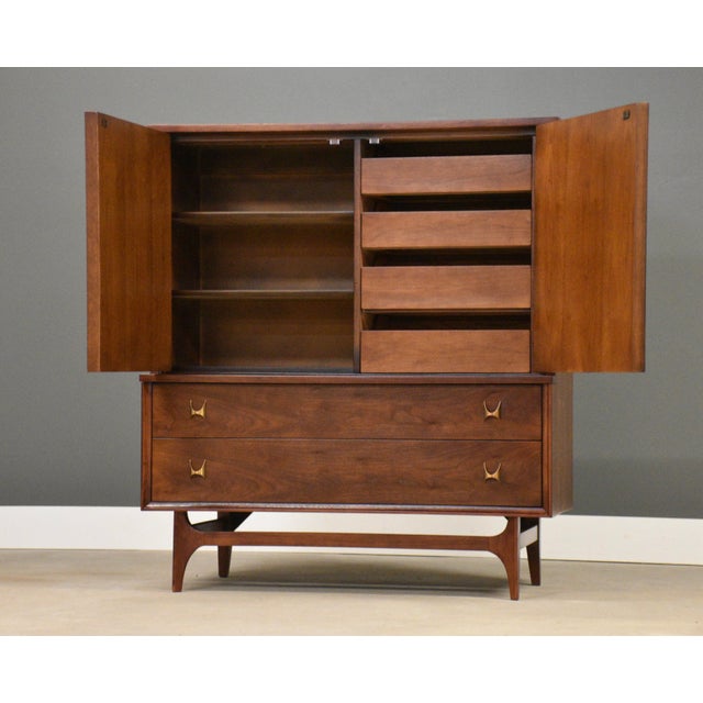 Mid-Century Modern 1960s Refinished Broyhill Brasilia Walnut Tall Mid Century Dresser For Sale - Image 3 of 12