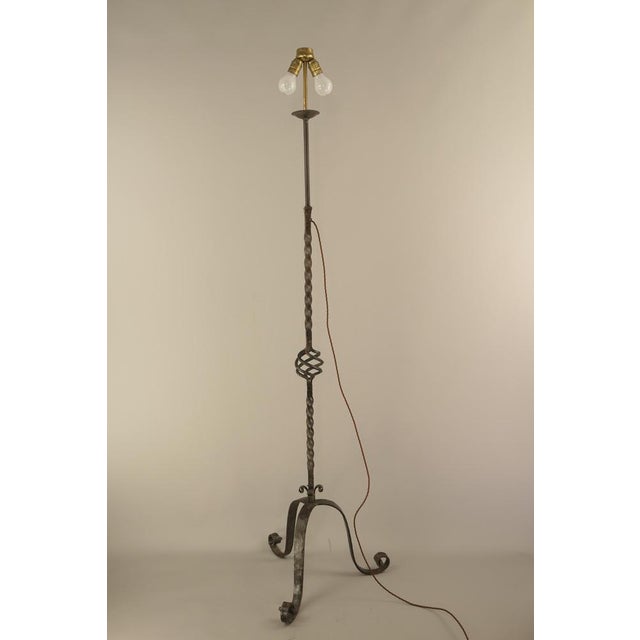 Beige Large Wrought Iron Floor Lamp, France, 1930s For Sale - Image 8 of 18