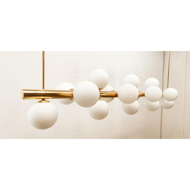 Gold Sputnik Brass Suspension with 16 Glass Shades For Sale - Image 8 of 17