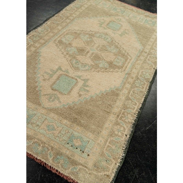 Textile Turkish Mini Rug Oriental Hand Knotted Vintage Rug 1'9" x 3' #21087 For Sale - Image 7 of 8