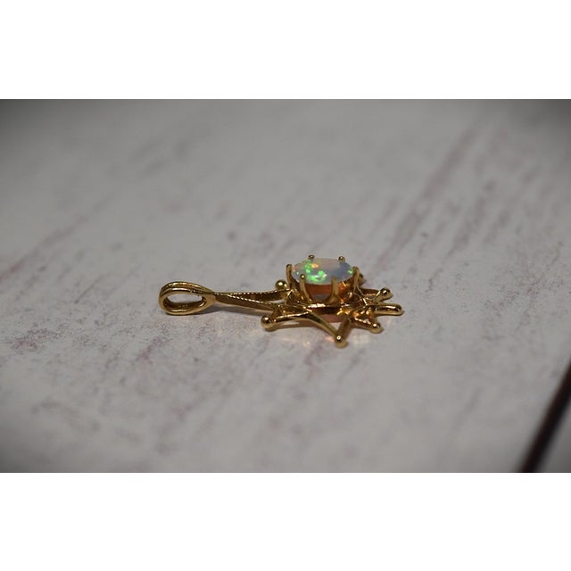 Late 20th Century Late 20th Century Opal 14k Yellow Gold Dainty Pendant for Necklace For Sale - Image 5 of 17
