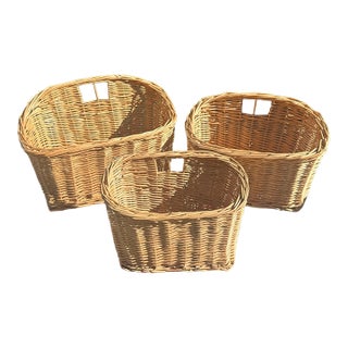 Vintage Wicker Nesting Nantucket Style Bicycle Baskets For Sale