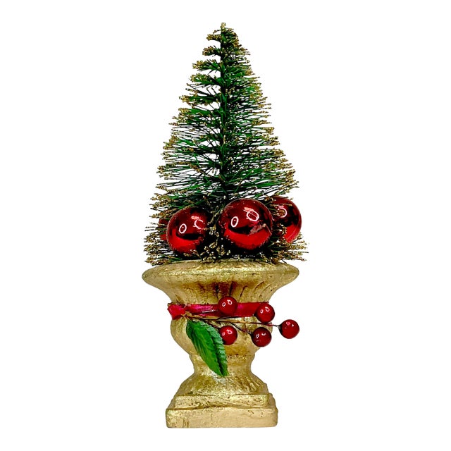 1960s Vintage Boho Chic Hollywood Regency Bottle Brush Christmas Tree For Sale