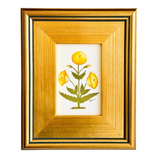 Original Hand-Painted Yellow Floral Motif Painting in a Plein Air Frame For Sale