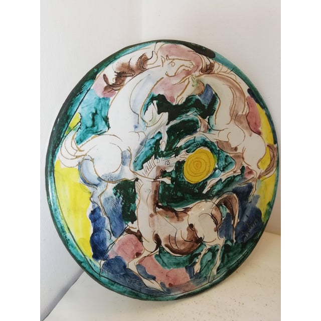 Mid-Century Modern Vintage Display Plate by Eliseo Salino for Albisola San Giorgio, Italy, 1970s For Sale - Image 3 of 12