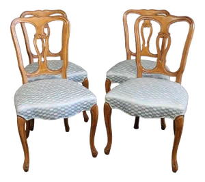 Louis XV Style Carved Fruitwood Dining Chairs - Set of 4