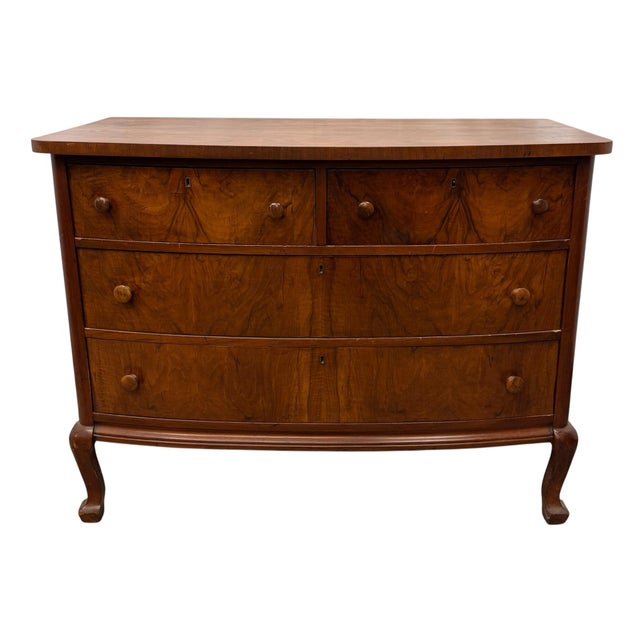 Vintage Traditional Colonial Style Mahogany & Burl Wood Chest of Drawers For Sale - Image 12 of 12