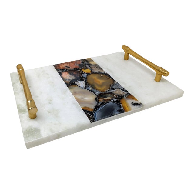 Regency Agate and Marble Bar and Vanity Tray For Sale